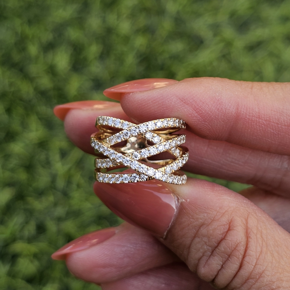 14k Gold Diamond Pavé Multi-Band Ring - Gold